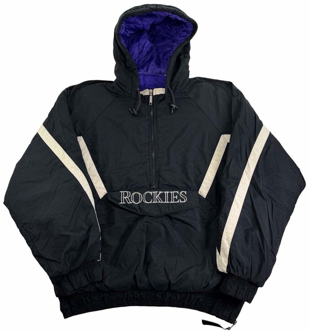 Vintage 90s Colorado Rockies Puffer Jacket Men's XL Starter MLB Baseball 1/2 Zip